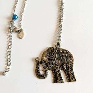 AEO Elephant Necklace Pendant Brass Tone
